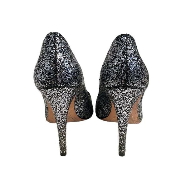 Alice & Olivia Dahlia Glitter Pumps Pointed Toe Stiletto Silver Size EU 37 - Picture 2 of 9